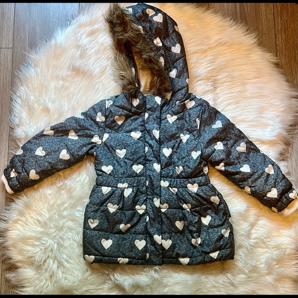 Baby Gap Girl’s jacket hearts pattern light grey - Picture 1 of 8